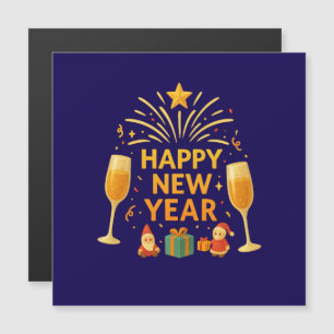Goldene Weihnachtsfeier mit Santa & Geschenken Magnetkarte