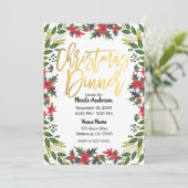 Goldene Weihnachtsfeier Rustikal Einladung (Stehend Vorderseite)