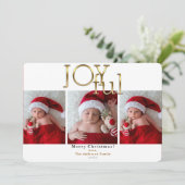 Goldene Weihnachtsfeiertage 3 Fotos Foto Einladung (Stehend Vorderseite)