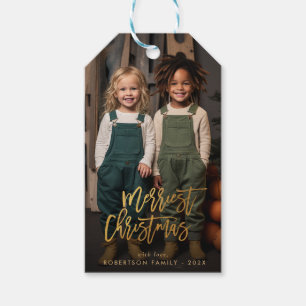 Goldene Weihnachtsfeiertage im Foto Geschenkanhänger