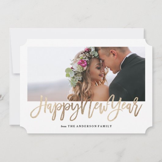 Goldene Weihnachtsfotokarte für Imitate Feiertagskarte (Vorderseite)