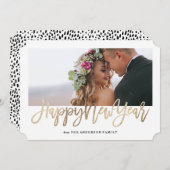 Goldene Weihnachtsfotokarte für Imitate Feiertagskarte (Vorne/Hinten)