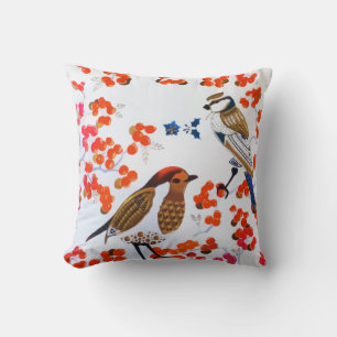 Goldene Weihnachtsgeburten Holly Berries Branchen Kissen