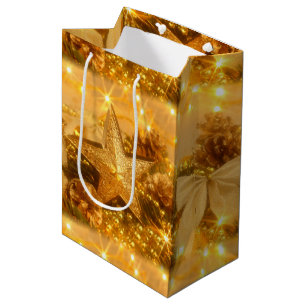Goldene Weihnachtsgeschenktasche Mittlere Geschenktüte