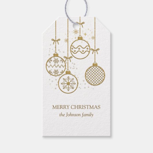 Goldene Weihnachtsgeschosse Geschenkanhänger (Vorderseite)