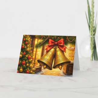 Goldene Weihnachtsglocken Feiertagskarte