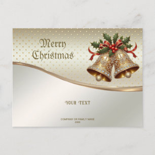 Goldene Weihnachtsglocken Grußkarte Postkarte
