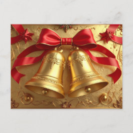 Goldene Weihnachtsglocken Grußkarte Postkarte