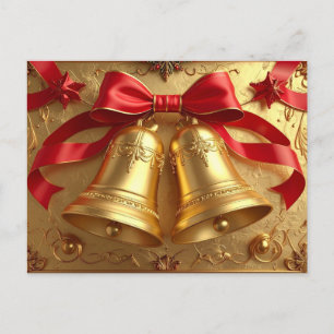 Goldene Weihnachtsglocken Grußkarte Postkarte