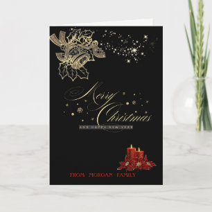 Goldene Weihnachtsglocken, Kerze Frohe Weihnachten