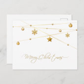 Goldene Weihnachtskalligrafie Feiertagspostkarte (Vorne/Hinten)