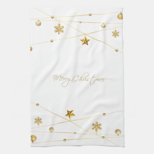 Goldene Weihnachtskalligrafie Geschirrtuch