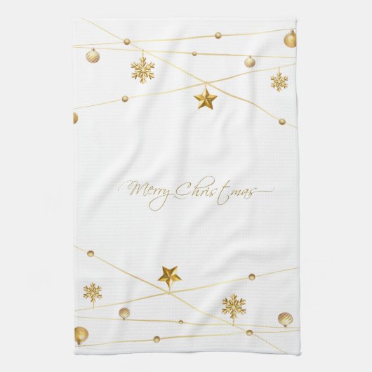 Goldene Weihnachtskalligrafie Geschirrtuch (Vertikal)