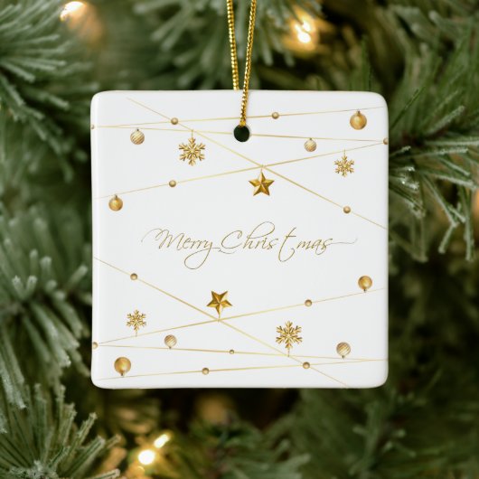 Goldene Weihnachtskalligrafie Keramikornament (Baum)