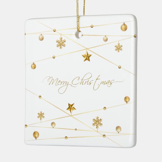 Goldene Weihnachtskalligrafie Keramikornament (Links)