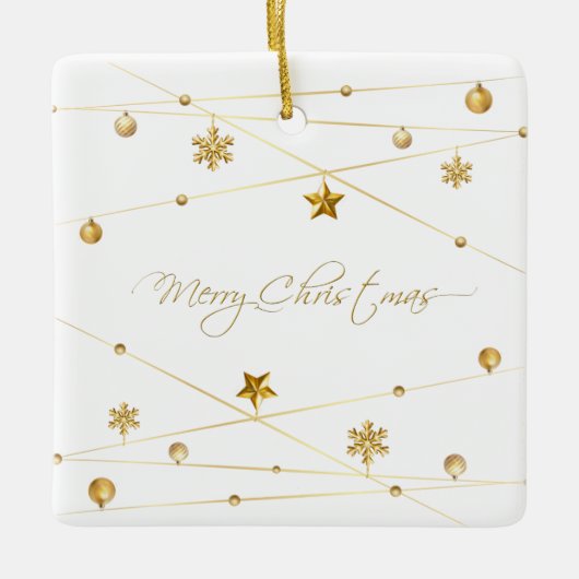 Goldene Weihnachtskalligrafie Keramikornament (Vorderseite)