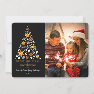 Goldene Weihnachtskarte für das Foto Einladung