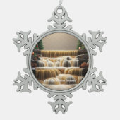 "Goldene Weihnachtskaskade" Schneeflocken Zinn-Ornament (Vorderseite)
