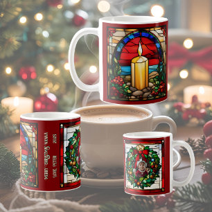 Goldene Weihnachtskerze Faux-Buntglas Kaffeetasse