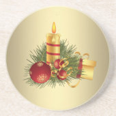 Goldene Weihnachtskerze Getränkeuntersetzer (Vorne)