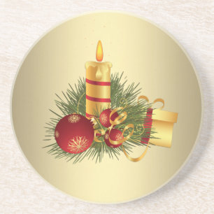 Goldene Weihnachtskerze Getränkeuntersetzer