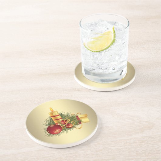 Goldene Weihnachtskerze Getränkeuntersetzer (Seite)