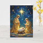 Goldene Weihnachtskrippe Karte (Gelbe Blume)