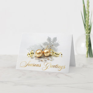 Goldene Weihnachtskugeln Ornamente Firmen-Grußkart Feiertagskarte