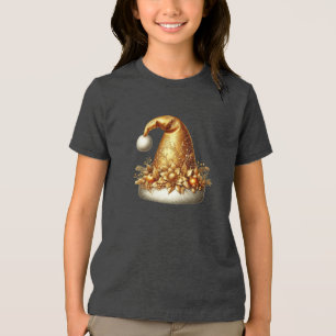 Goldene Weihnachtsmannmütze T - Shirt