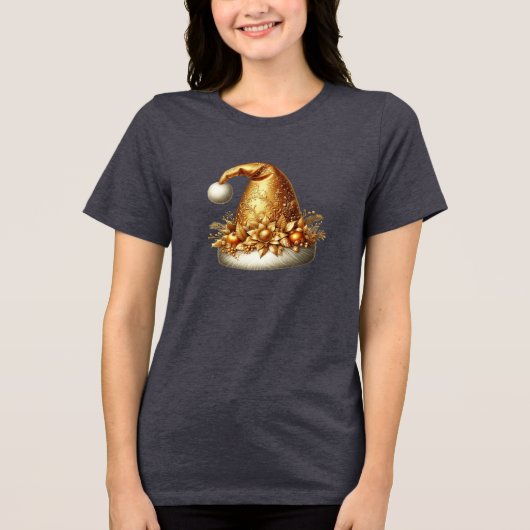 Goldene Weihnachtsmannmütze - T - Shirt für Frauen (Vorderseite)