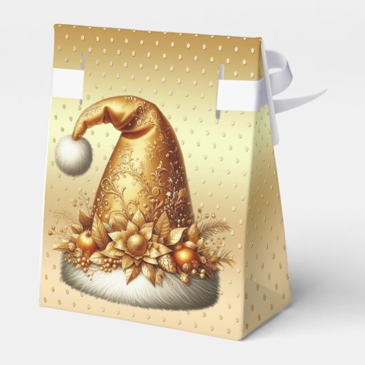 Goldene Weihnachtsmannmütze Weihnachtsfeiertage Ge Geschenkschachtel (Rückseite)