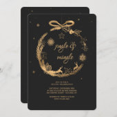 Goldene Weihnachtsschmuck-Feierlichkeit Einladung (Vorne/Hinten)