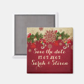 Goldene Weihnachtsschmuck Save the Date rot Magnet (Vorderseite/Rückseite)