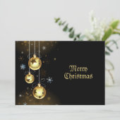 Goldene Weihnachtsschmuck Shiny Stars Schwarz Feiertagskarte (Stehend Vorderseite)