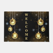 Goldene Weihnachtsschmuck Shiny Stars Schwarz Fußmatte (Vorderseite)