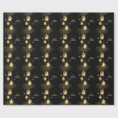 Goldene Weihnachtsschmuck Shiny Stars Schwarz Geschenkpapier (Flach)