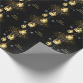Goldene Weihnachtsschmuck Shiny Stars Schwarz Geschenkpapier (Ecke)