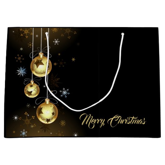 Goldene Weihnachtsschmuck Shiny Stars Schwarz Große Geschenktüte (Vorderseite)