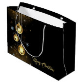 Goldene Weihnachtsschmuck Shiny Stars Schwarz Große Geschenktüte (Rückseite Schrägansicht)