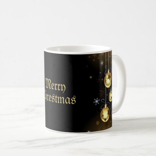 Goldene Weihnachtsschmuck Shiny Stars Schwarz Kaffeetasse (VorderseiteRechts)