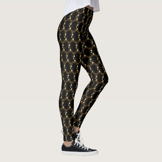 Goldene Weihnachtsschmuck Shiny Stars Schwarz Leggings (Rechts)