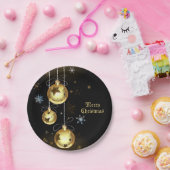 Goldene Weihnachtsschmuck Shiny Stars Schwarz Pappteller (Party)