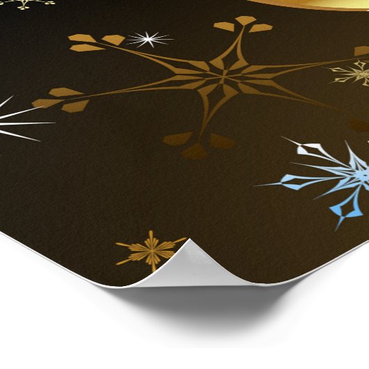 Goldene Weihnachtsschmuck Shiny Stars Schwarz Poster (Ecke)
