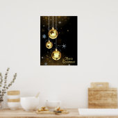 Goldene Weihnachtsschmuck Shiny Stars Schwarz Poster (Küche)