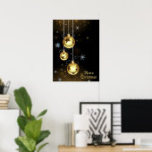Goldene Weihnachtsschmuck Shiny Stars Schwarz Poster (Heimbüro)