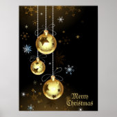 Goldene Weihnachtsschmuck Shiny Stars Schwarz Poster (Vorne)