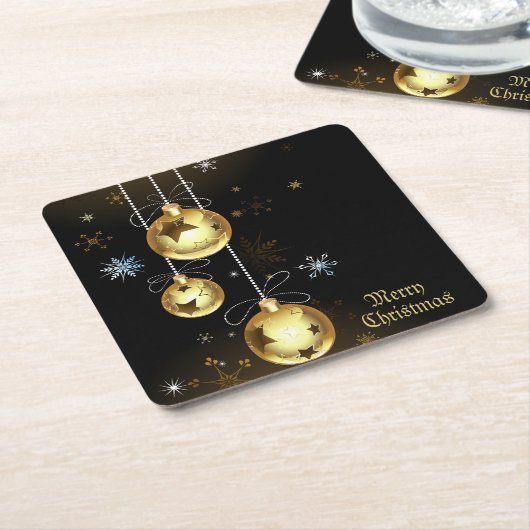 Goldene Weihnachtsschmuck Shiny Stars Schwarz Rechteckiger Pappuntersetzer (angewinkelt)