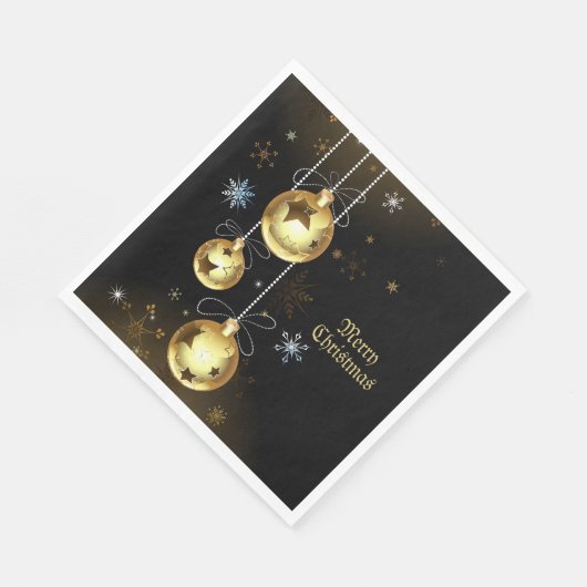 Goldene Weihnachtsschmuck Shiny Stars Schwarz Serviette (Ecke)
