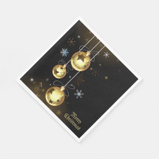 Goldene Weihnachtsschmuck Shiny Stars Schwarz Serviette (Ecke)