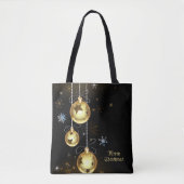 Goldene Weihnachtsschmuck Shiny Stars Schwarz Tasche (Vorderseite)
